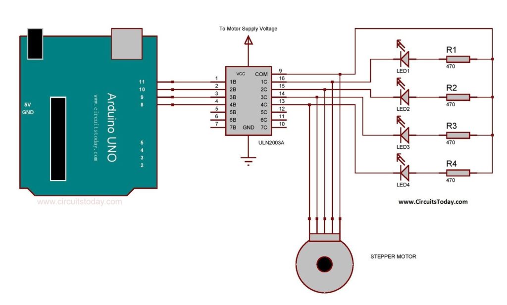 Arduino步进电机接口-电路图
