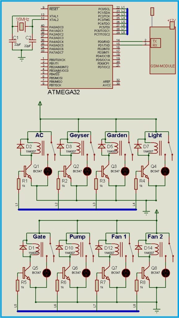 GSM继电器控制板-电路图
